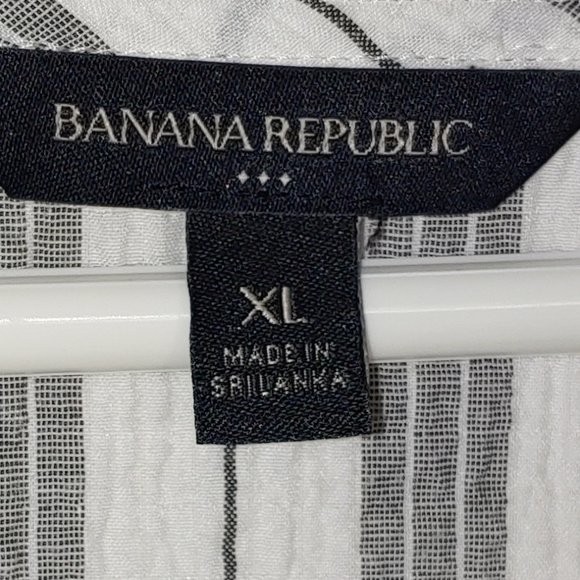 Banana Republic Factory Striped Tie-Front Top Blouse 3/4 Long Sleeve Size XL - Picture 3 of 7
